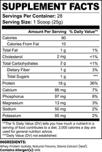 Pure3 Whey Protein Isolate Chocolate Supplement Facts and ingredients label